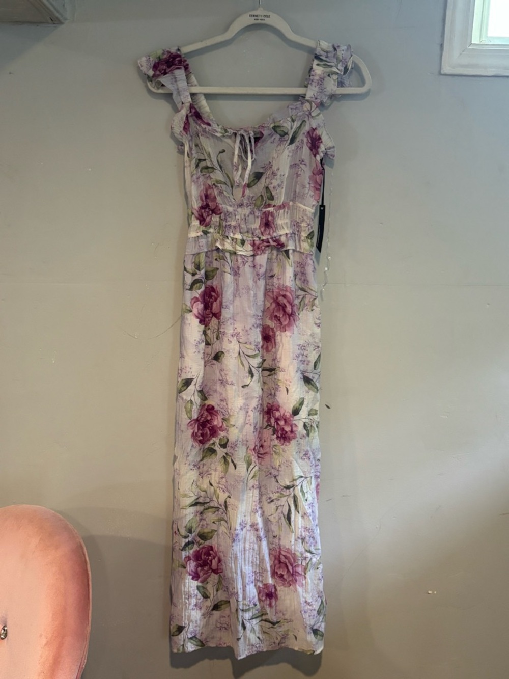 Floral Lavender Maxi Dress with Ruffle Straps